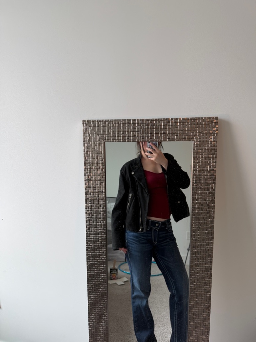 The Kooples Black Leather Biker Jacket with Asymmetrical Zip